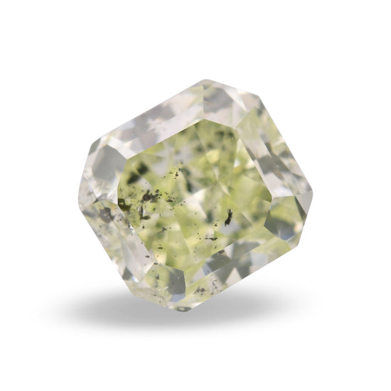 0.86 Carat Fancy Yellow Green Radiant Diamond (I2) GIA