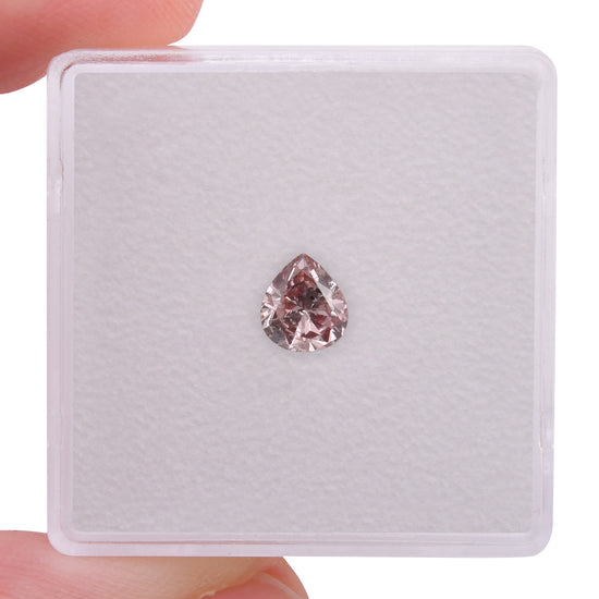 0.43 Carat Fancy Brownish Orangy Pink Pear Diamond I1 GIA