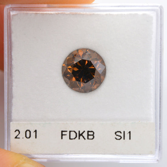 2.01 Carat Fancy Dark Brown Round Diamond SI1 GIA