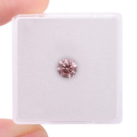 0.52 Carat Fancy Intense Orangy Pink Round Brilliant Argyle Diamond VVS2