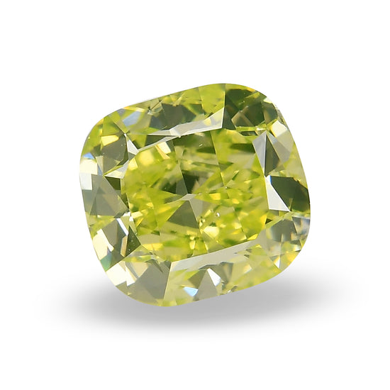 2.03 Carat Fancy Intense Yellow Green Cushion Diamond SI1 GIA