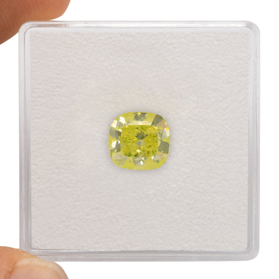 2.03 Carat Fancy Intense Yellow Green Cushion Diamond SI1 GIA