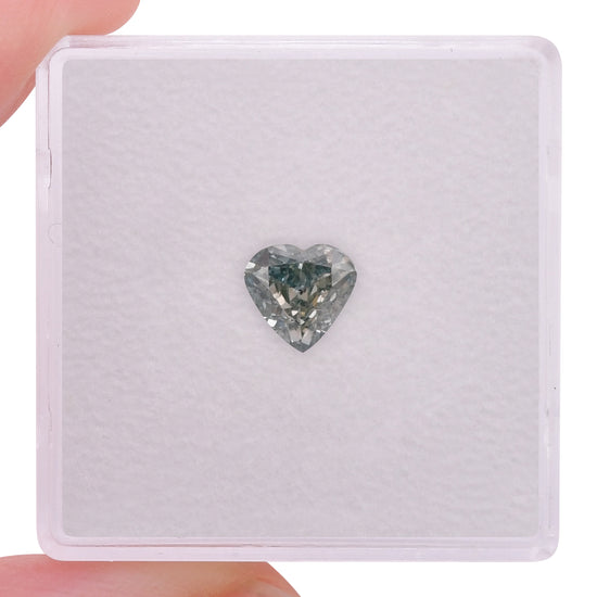 0.76 Carat Fancy Deep Bluish Green HEART Diamond I1 GIA