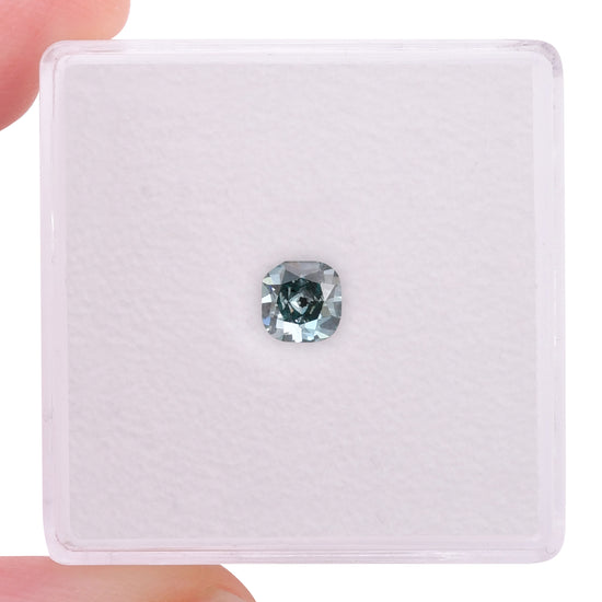 0.38 Carat Fancy Deep Green Blue Cushion Diamond I2 GIA