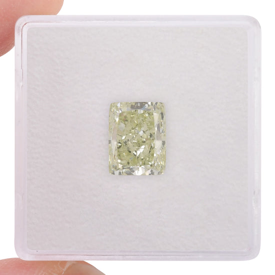 Diamante a cuscino, 3,07 carati, Giallo verdastro Fantasia, VS2, GIA