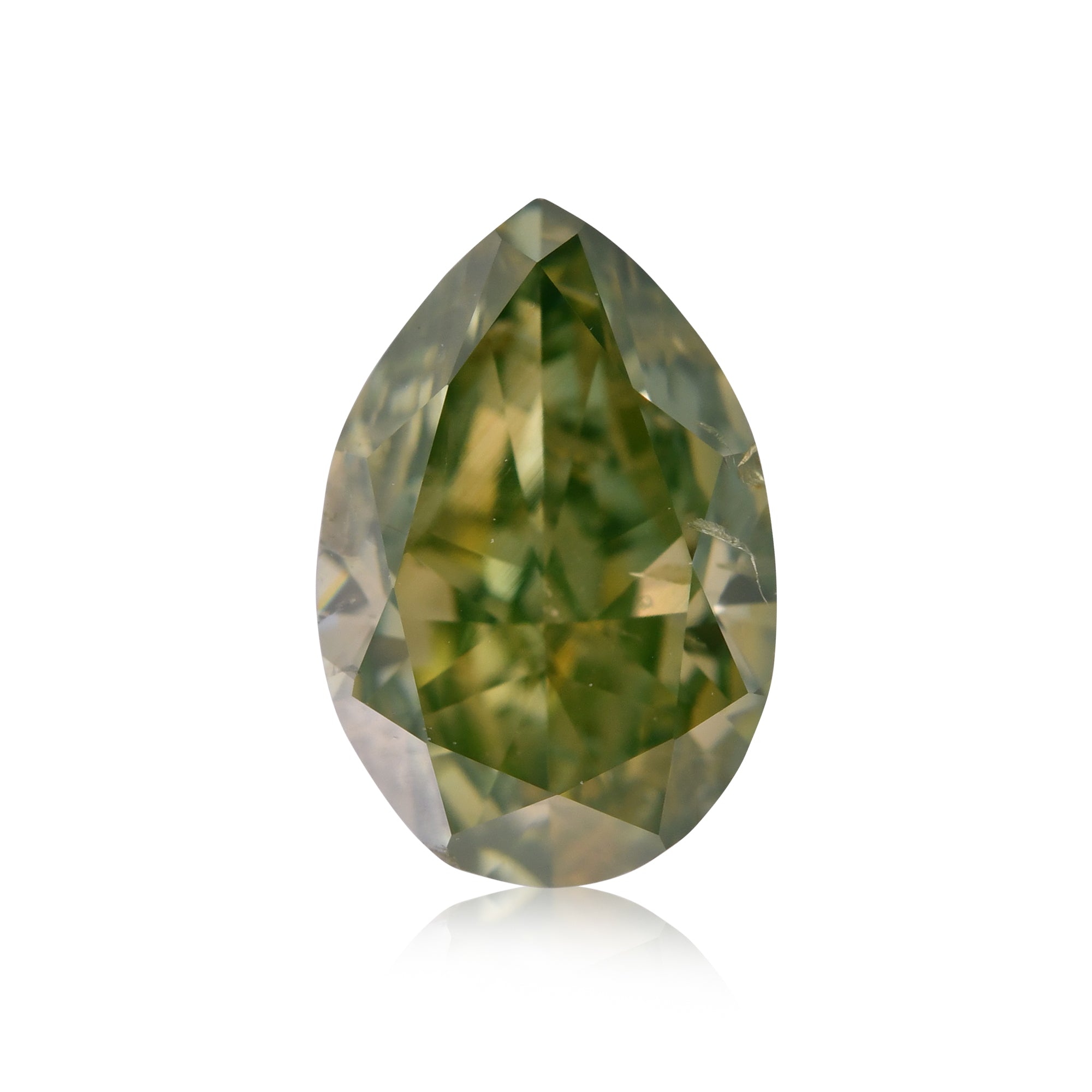 1.00 Carat Fancy Intense Yellowish Green Pear Diamond (SI2) GIA