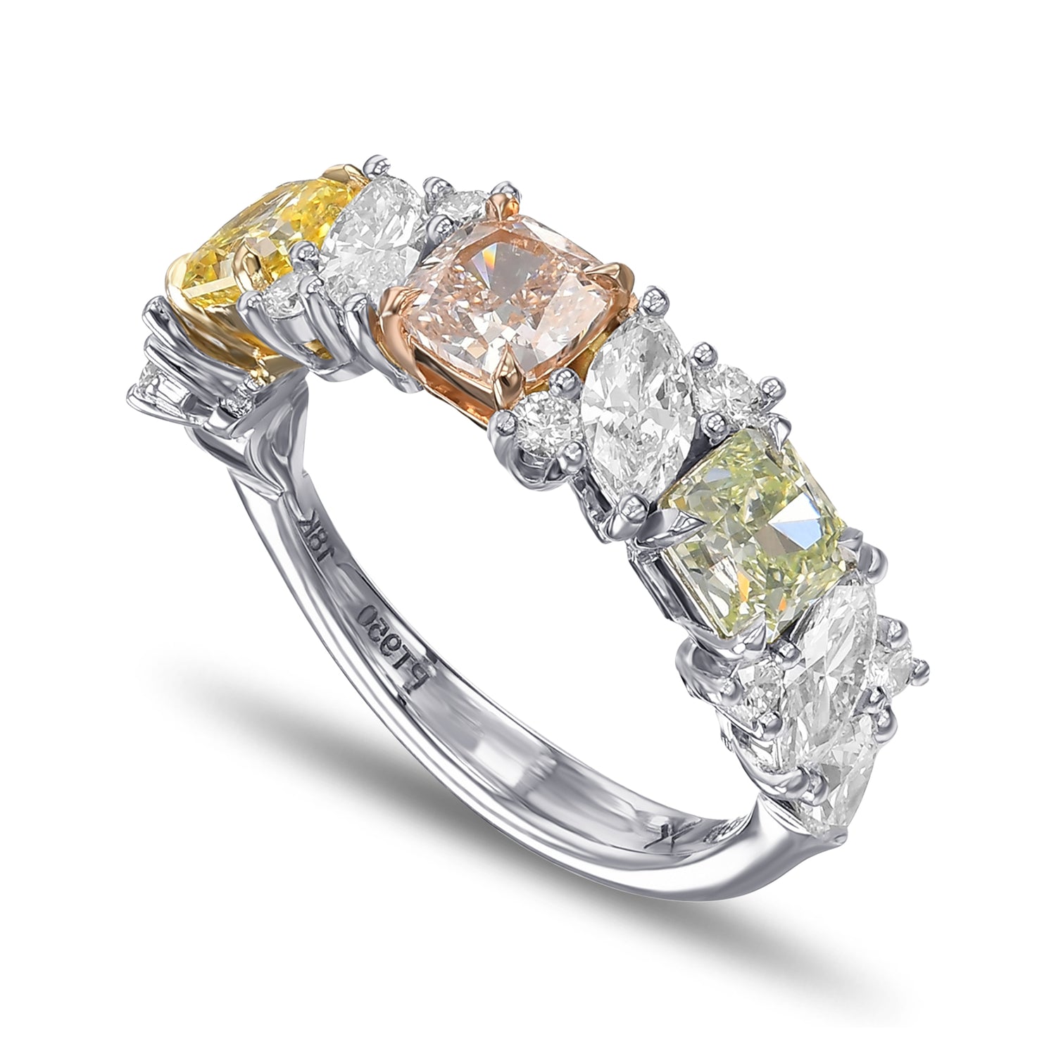 Multicolor Extraordinary Diamond Cluster Ring