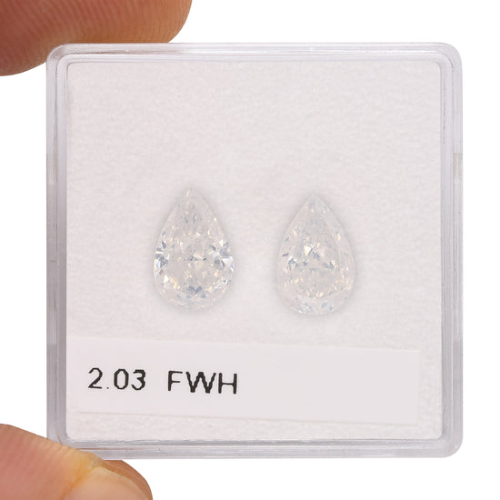 2.03 Carat Fancy White Pear Diamonds (I1)