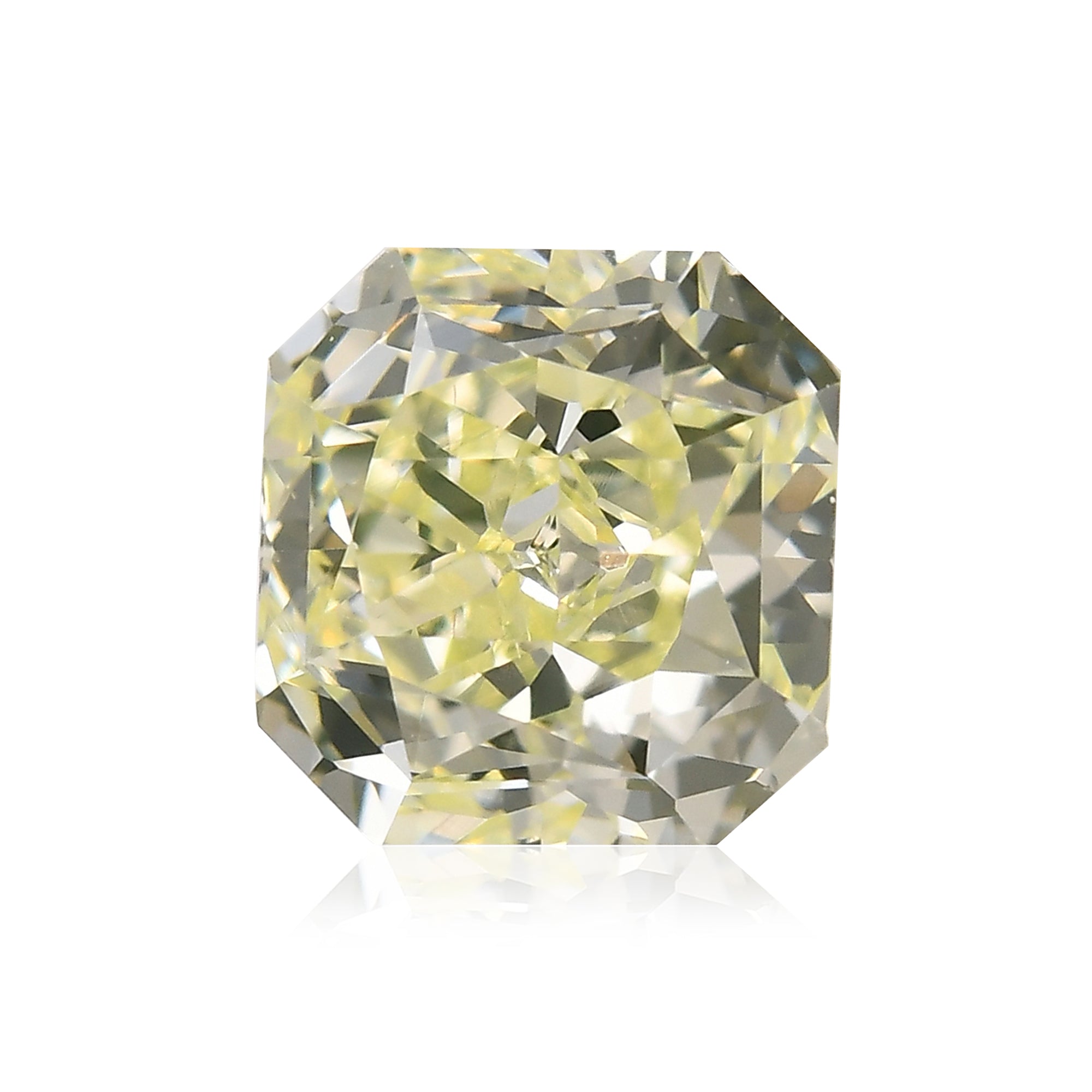 0.88 Carat Fancy Light Green Yellow Radiant Diamond VVS2 GIA | LEIBISH