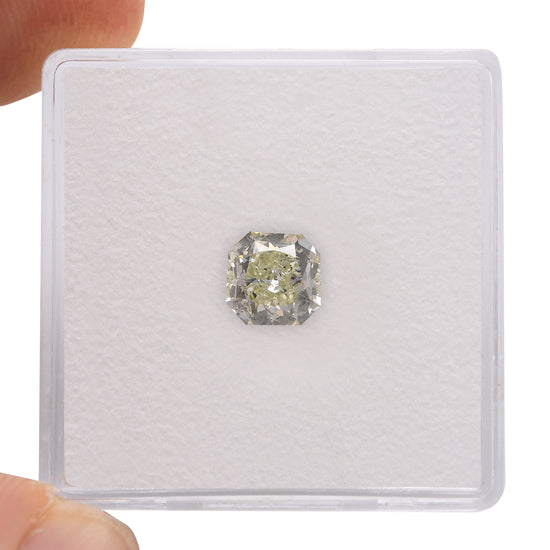0.88 Carat Fancy Yellowish Green Radiant Diamond SI2 GIA