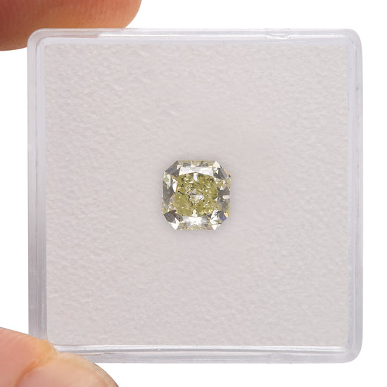 0.88 Carat Fancy Yellow Green Radiant Diamond SI1 GIA