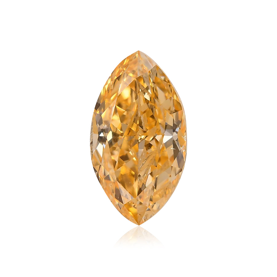 0.57 Carat Fancy Intense Yellowish Orange Marquise Diamond I1 GIA