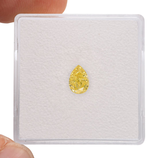 0.55 Carat Fancy Intense Yellow Pear Diamond VS1 GIA