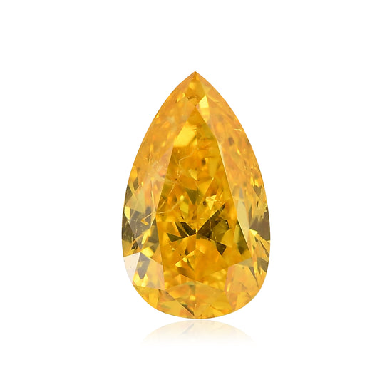 0.55 Carat Fancy Vivid Orange Yellow Pear Diamond I1 GIA