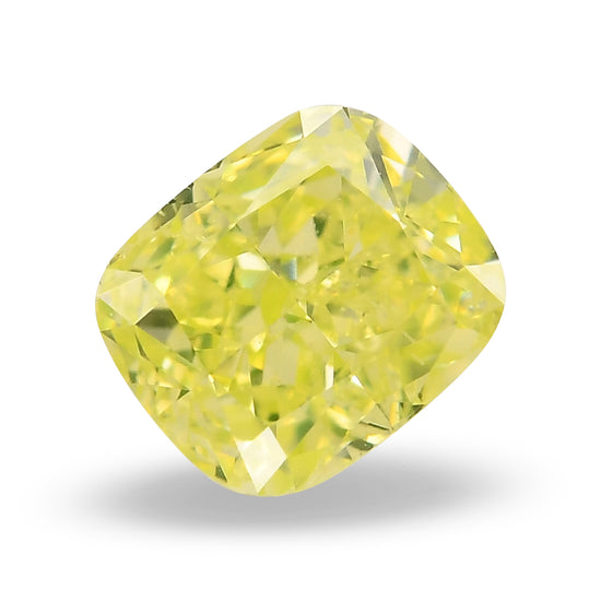 0.45 Carat Fancy Intense Yellow Green Cushion Diamond SI2 GIA