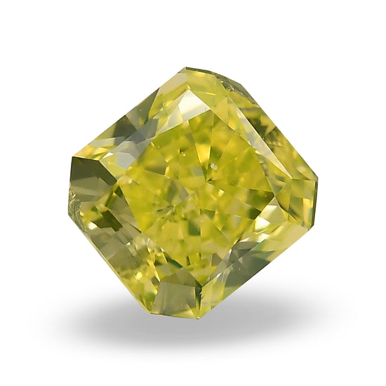 0.61 Carat Fancy Vivid Green Yellow Radiant Diamond VS2 GIA