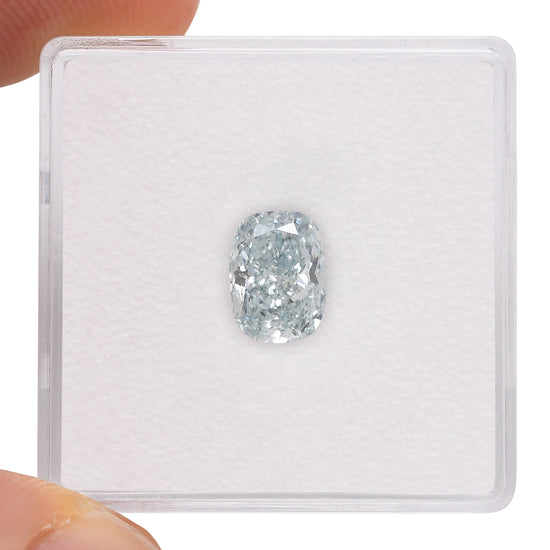 1.30 Carat Fancy Green Blue Cushion Diamond SI2 GIA