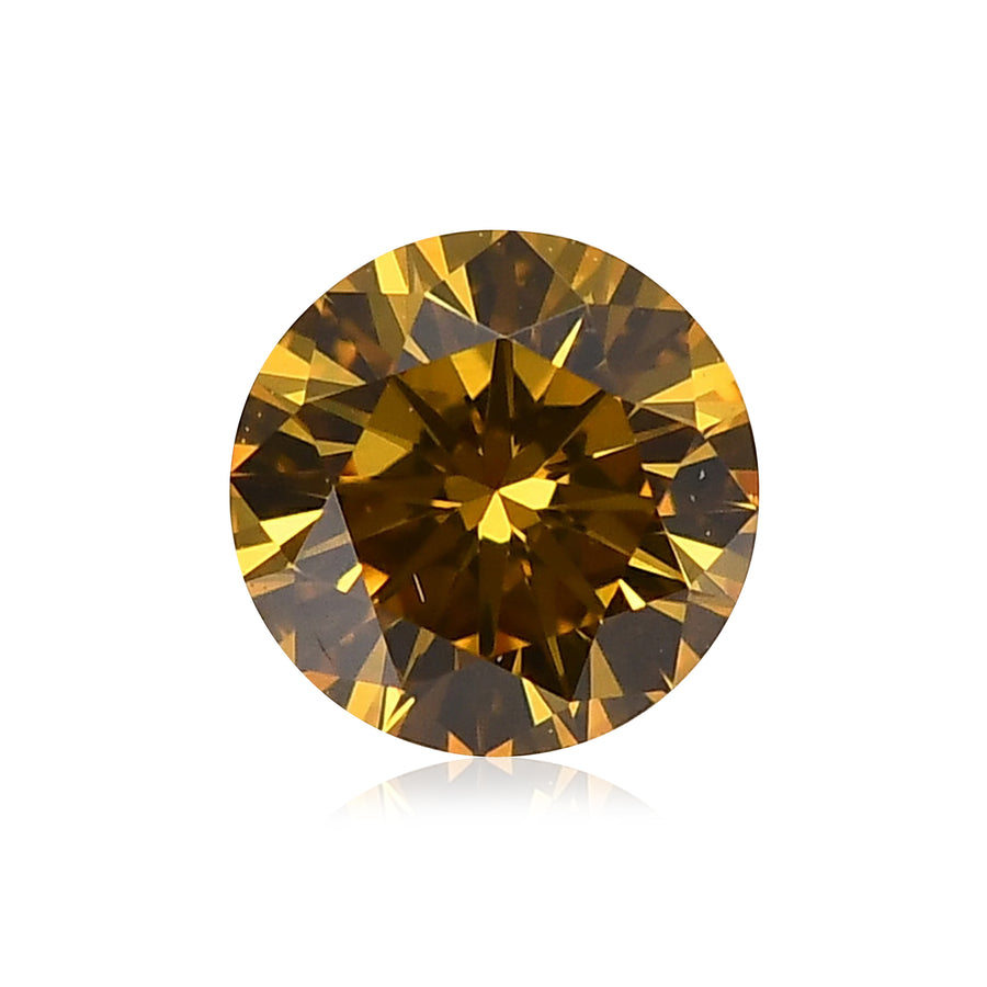 0.23 Carat Fancy Deep Orangy Yellow Round Brilliant Diamond VVS2 GIA