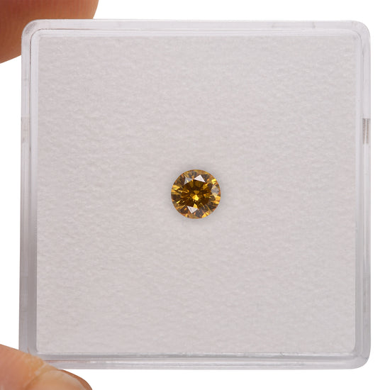 Diamante rotondo taglio brillante fantasia giallo-arancio intenso da 0,23 carati VVS2 GIA