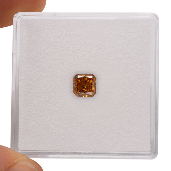 0.54 Carat Fancy Deep Brownish Yellowish Orange Radiant Diamond I1 GIA