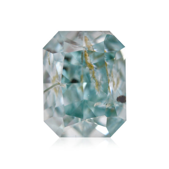 ألماسة Radiant بوزن 0.60 قيراط، Fancy Vivid Bluish Green (I2) GIA