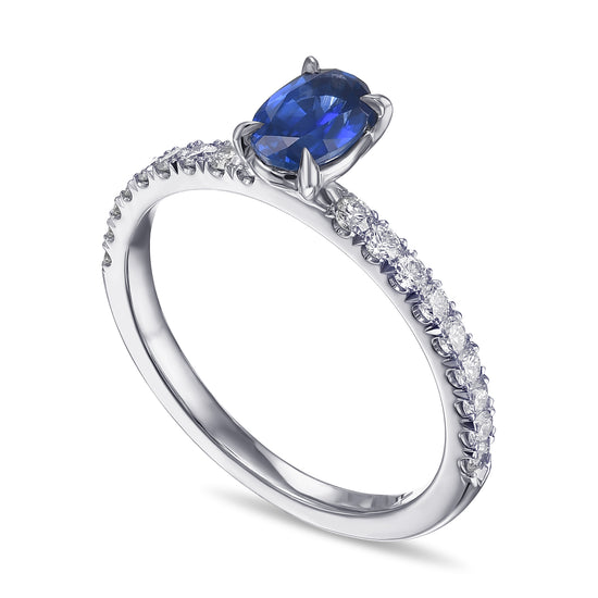 Oval Sapphire Side-stone Diamond Ring