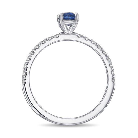 Oval Sapphire Side-stone Diamond Ring