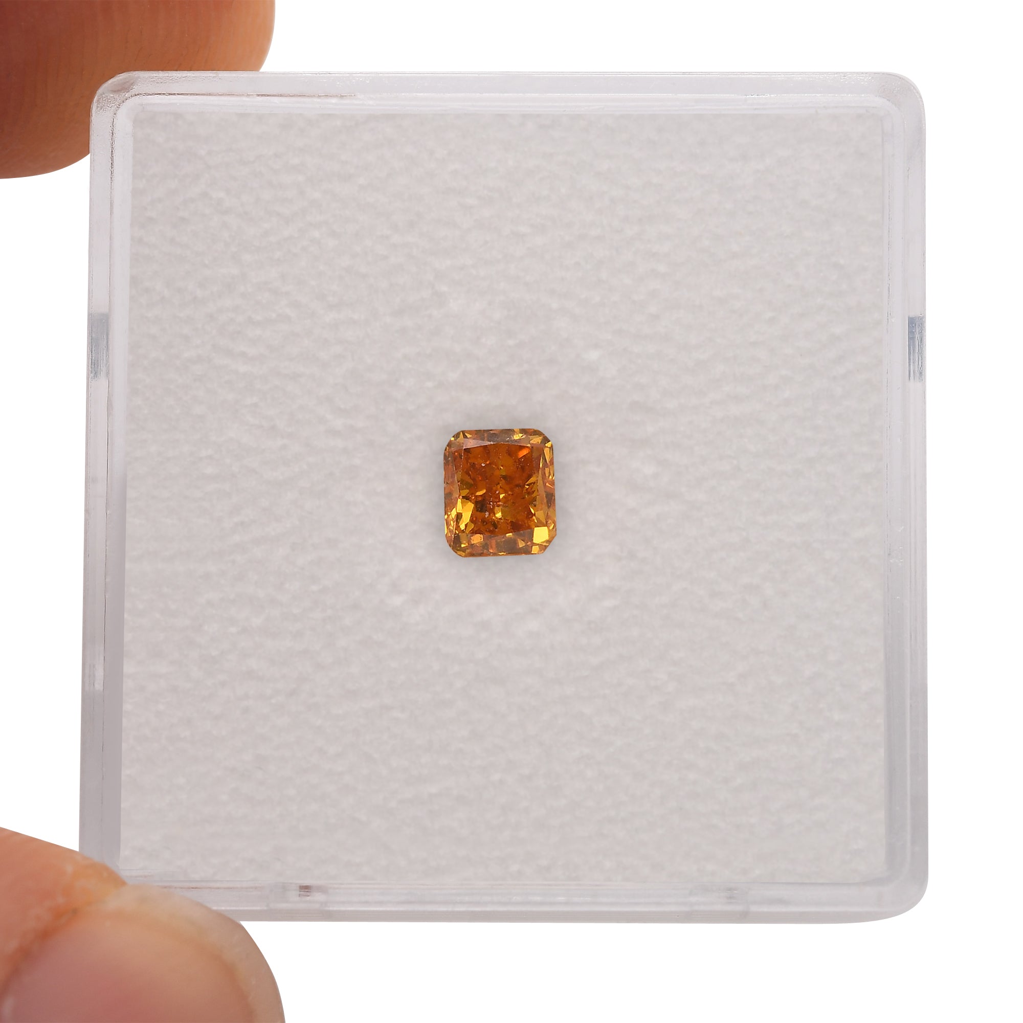 0.50 Carat Fancy Vivid Yellowish Orange Radiant Diamond (SI1) GIA