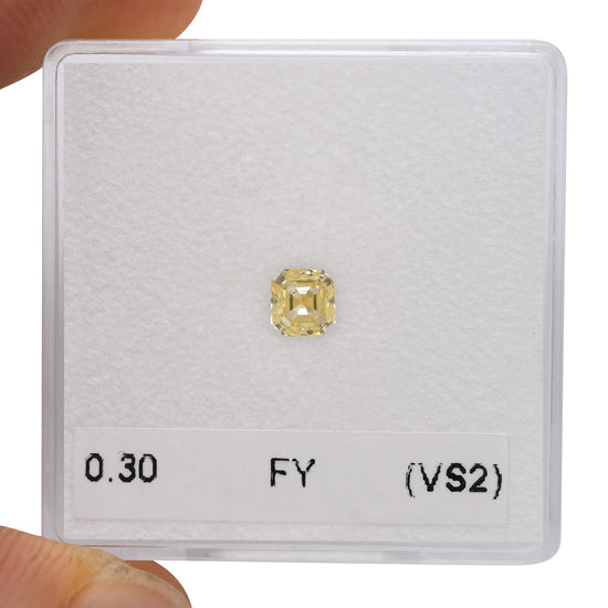 0.30 Carat Fancy Yellow Asscher Diamond (VS2)