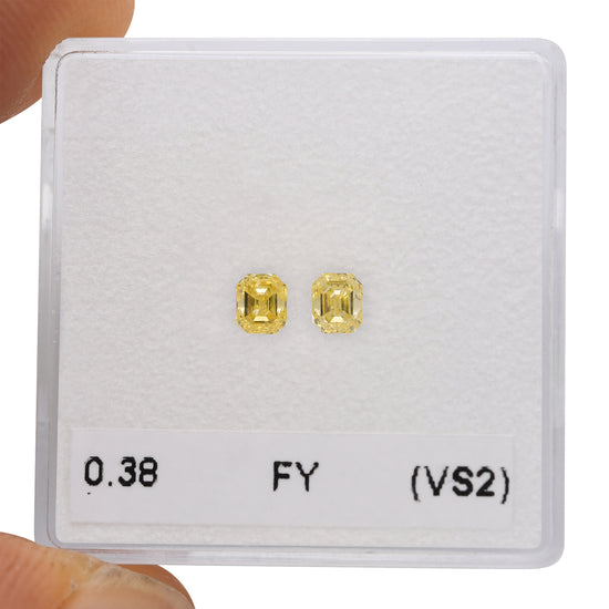0.38 Carat Fancy Yellow Asscher Diamonds (VS2)