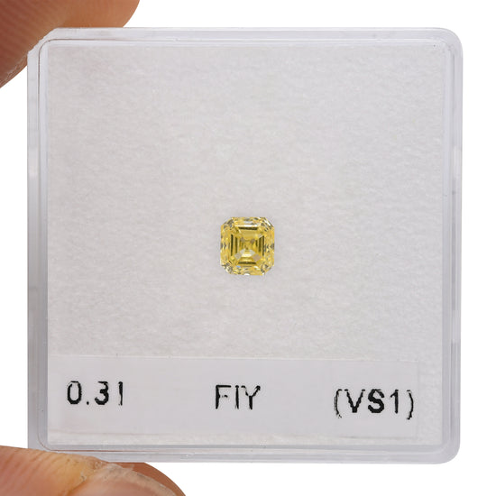 0.31 Carat Fancy Intense Yellow Asscher Diamond (VS1)