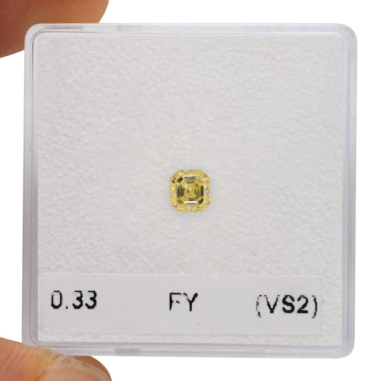 0.33 Carat Fancy Yellow Asscher Diamond (VS2)
