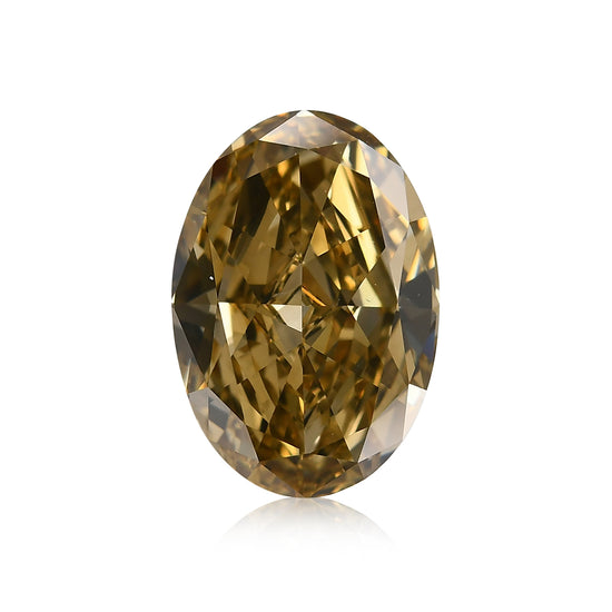6.08 Carat Fancy Deep Brownish Greenish Yellow Oval Diamond VS2 GIA