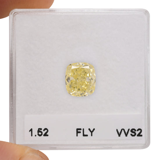 1.52 Carat Fancy Light Yellow Cushion Diamond VVS2 GIA