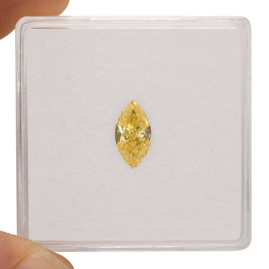 0.66 Carat Fancy Intense Yellow Marquise Diamond  GIA