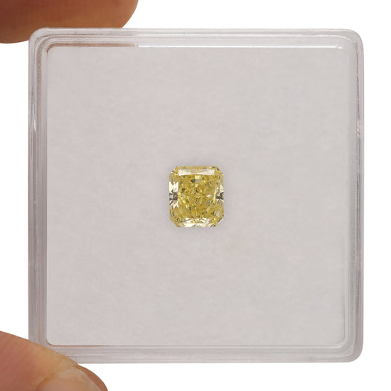 0.53 Carat Fancy Intense Yellow Radiant Diamond SI2 GIA