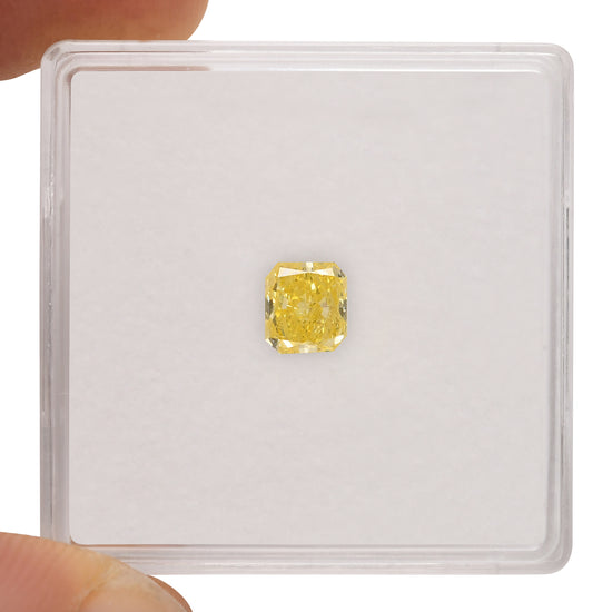 0.51 Carat Fancy Intense Yellow Radiant Diamond  GIA