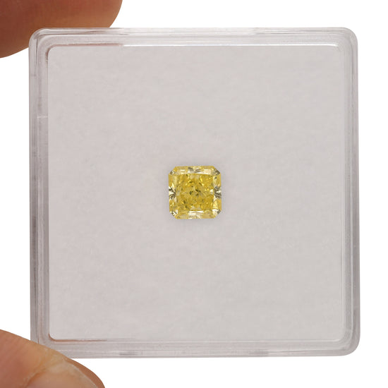 0.55 Carat Fancy Intense Yellow Radiant Diamond I1 GIA