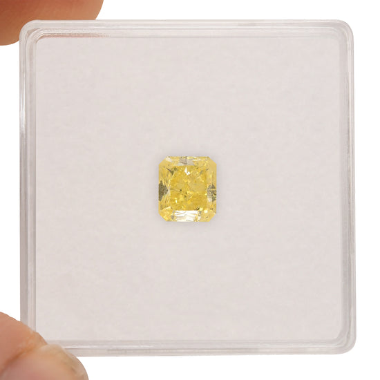 0.91 Carat Fancy Intense Yellow Radiant Diamond SI2 GIA