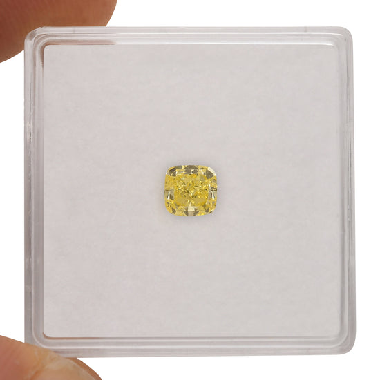 0.51 Carat Fancy Intense Yellow Cushion Diamond SI1 GIA