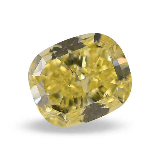 0.61 Carat Fancy Intense Yellow Cushion Diamond SI2 GIA