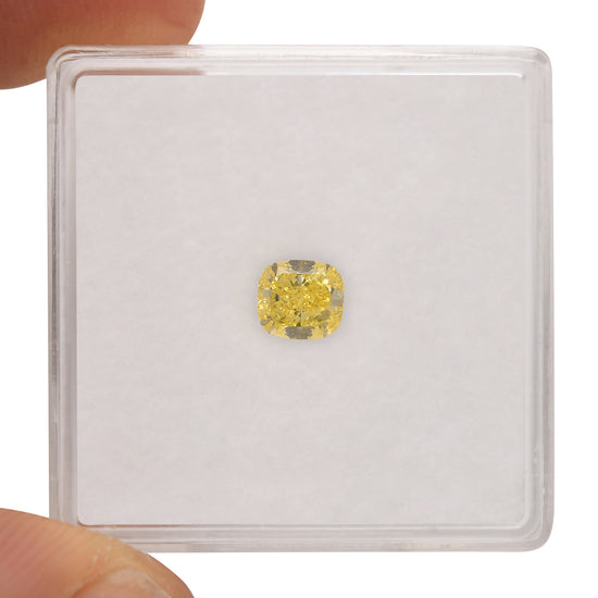0.51 Carat Fancy Intense Yellow Cushion Diamond SI2 GIA