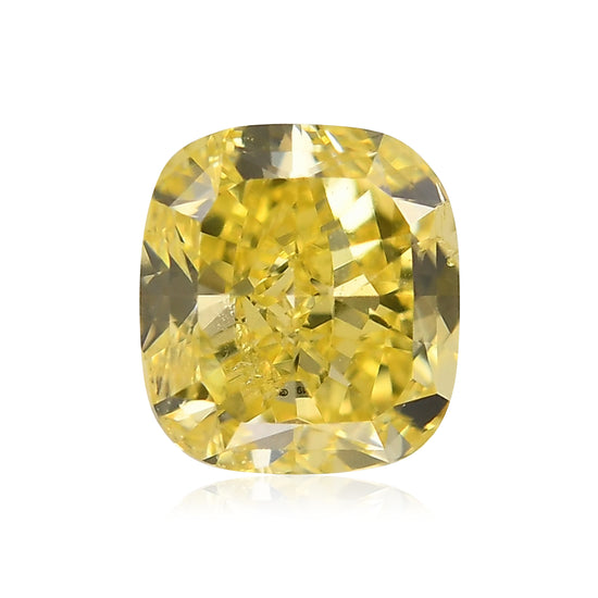 0.51 Carat Fancy Intense Yellow Cushion Diamond SI2 GIA