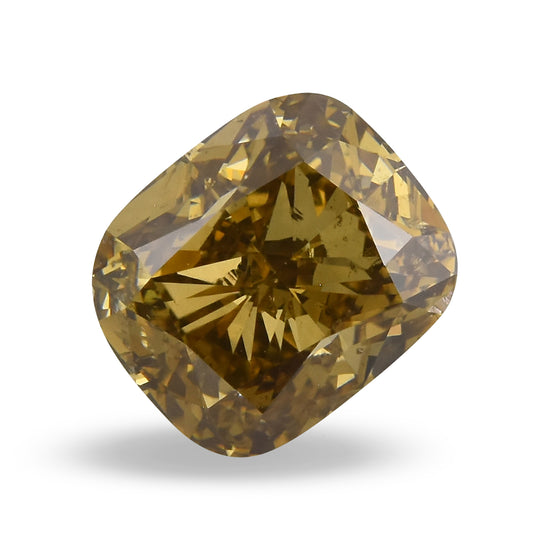 1.00 Carat Fancy Dark Brown Yellow Cushion Diamond SI2 GIA