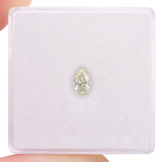 0.33 Carat Fancy Light Yellow Green Pear Diamond SI2 GIA