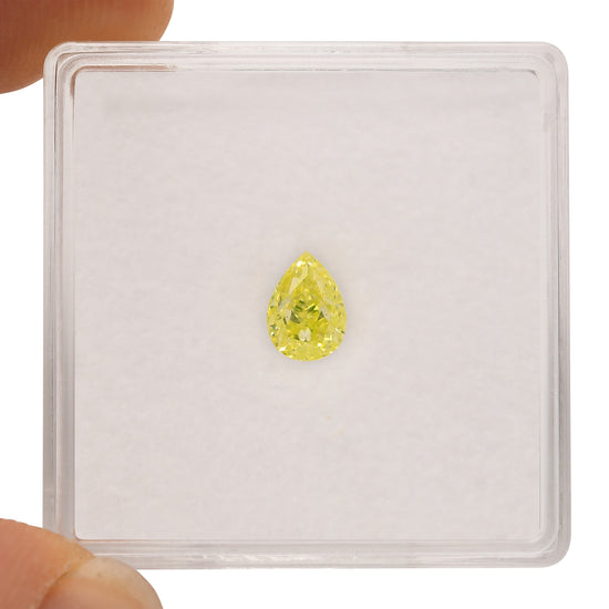 0.51 Carat Fancy Intense Green Yellow Pear Diamond SI1 GIA