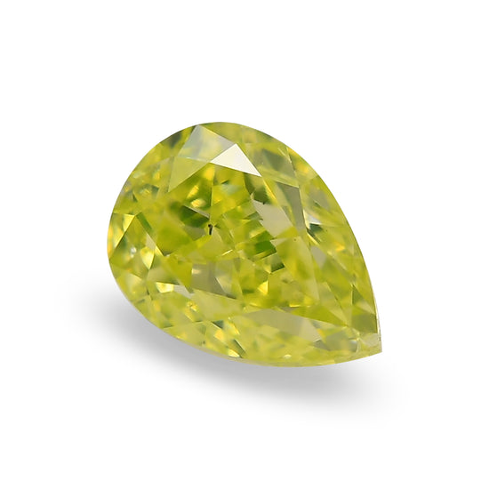 0.51 Carat Fancy Intense Green Yellow Pear Diamond SI1 GIA