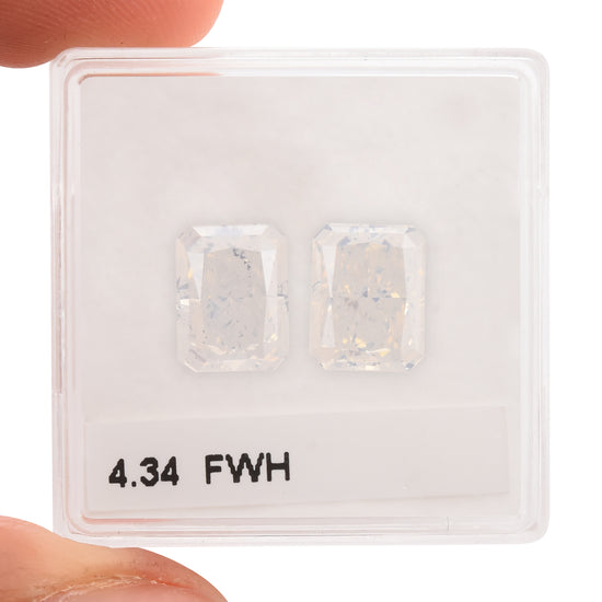 4.34 Carat Fancy White Radiant Diamonds