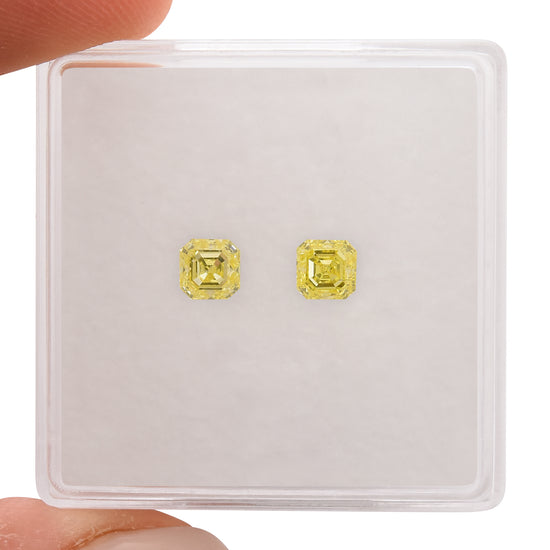 0.69 Carat Fancy Yellow Asscher Diamonds (VS)