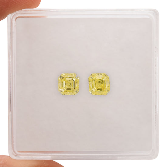 0.91 Carat Fancy Yellow Asscher Diamonds (VS)